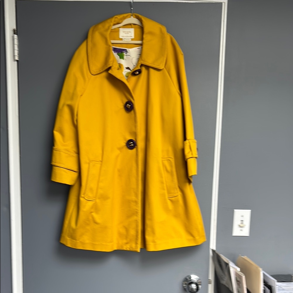 Kate Spade Yellow Trench Coat with Notched Lapel